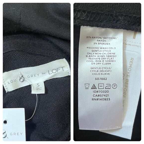 Lou & Grey New Black Cowl Neck Long Sleeve A Line Dress Size Small Minimalist - Picture 7 of 8